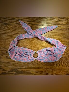 Kulani Kinis Blue and Pink Floral Bandeau Bikini Top